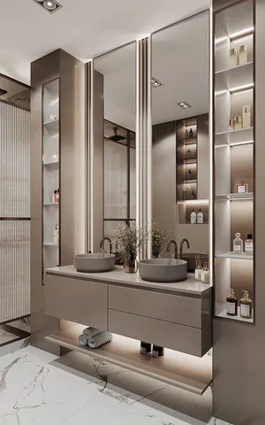 Banyo dolabı modeli ve lavabo altı depolama tasarım örneği — DLN-BN-003