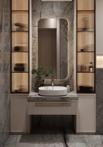Banyo dolabı modeli ve lavabo altı depolama tasarım örneği — DLN-BN-013