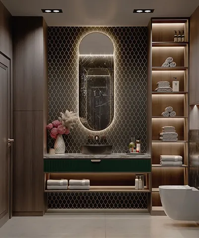 Banyo dolabı modeli ve lavabo altı depolama tasarım örneği — DLN-BN-017