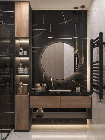 Banyo dolabı modeli ve lavabo altı depolama tasarım örneği — DLN-BN-019