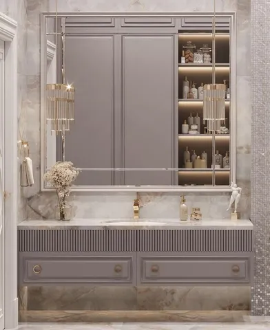 Banyo dolabı modeli ve lavabo altı depolama tasarım örneği — DLN-BN-047