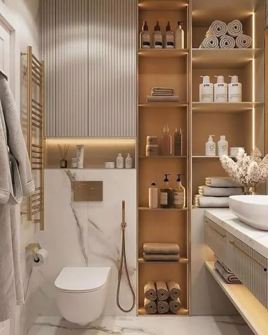 Banyo tadilatı için duvar ve depolama düzeni örneği — DLN-BN-057