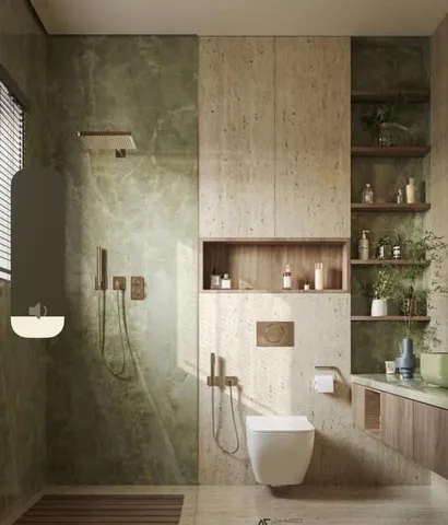 Banyo tadilatı için duvar ve depolama düzeni örneği — DLN-BN-065