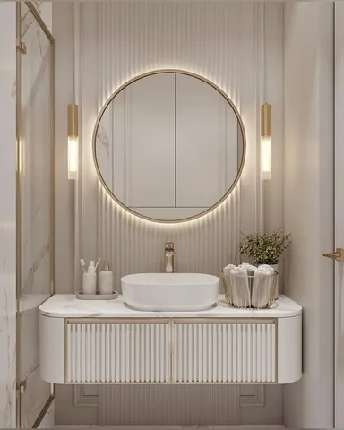 Lavabolu banyo dolabı tasarım örneği — DLN-BN-002