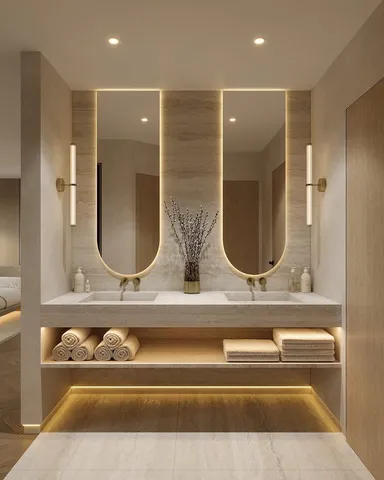 Lavabolu banyo dolabı tasarım örneği — DLN-BN-010