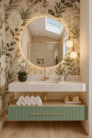Lavabolu banyo dolabı tasarım örneği — DLN-BN-034