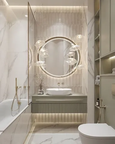 Lavabolu banyo dolabı tasarım örneği — DLN-BN-064