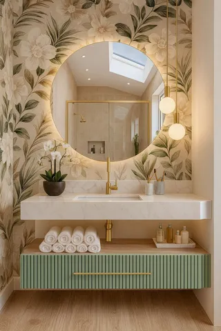 Lavabolu banyo dolabı tasarım örneği — DLN-BN-070