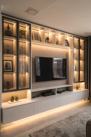 TV ünitesi modeli ve depolama tasarım örneği — DLN-TV-004