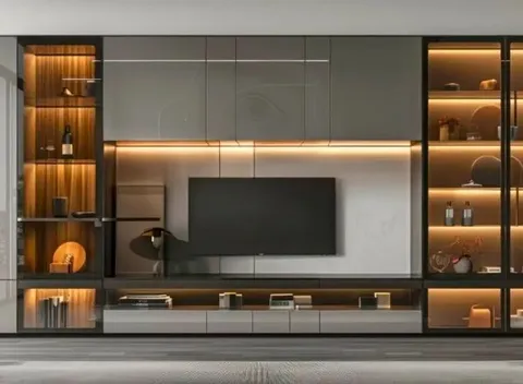 TV ünitesi modeli ve depolama tasarım örneği — DLN-TV-022