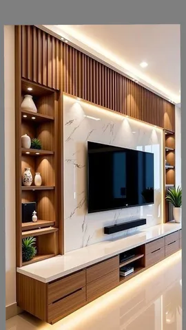 TV ünitesi paneli ve depolama dolabı tasarım örneği — DLN-TV-014