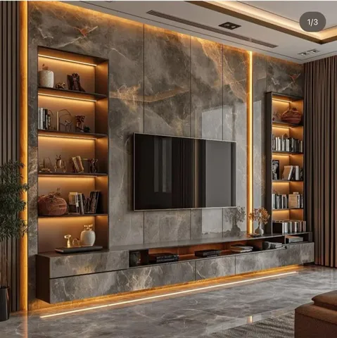 TV ünitesi paneli ve depolama dolabı tasarım örneği — DLN-TV-023