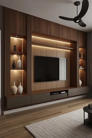TV ünitesi paneli ve depolama dolabı tasarım örneği — DLN-TV-026