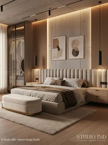 Yatak odası modeli için yatak ve mobilya yerleşimi — DLN-YO-017